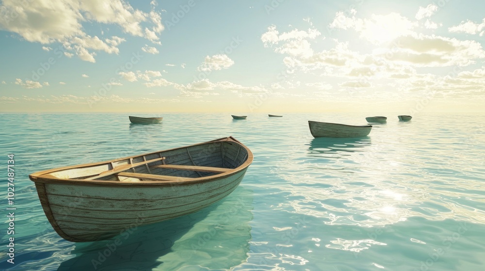 Fototapeta premium boats navigating brackish waters, symbolizing exploration and adventure