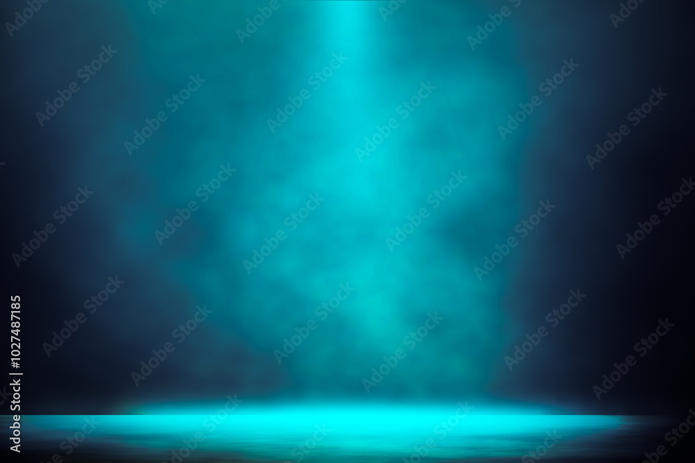 Obraz premium Dramatic spotlight shines on a vibrant blue entertainment background.