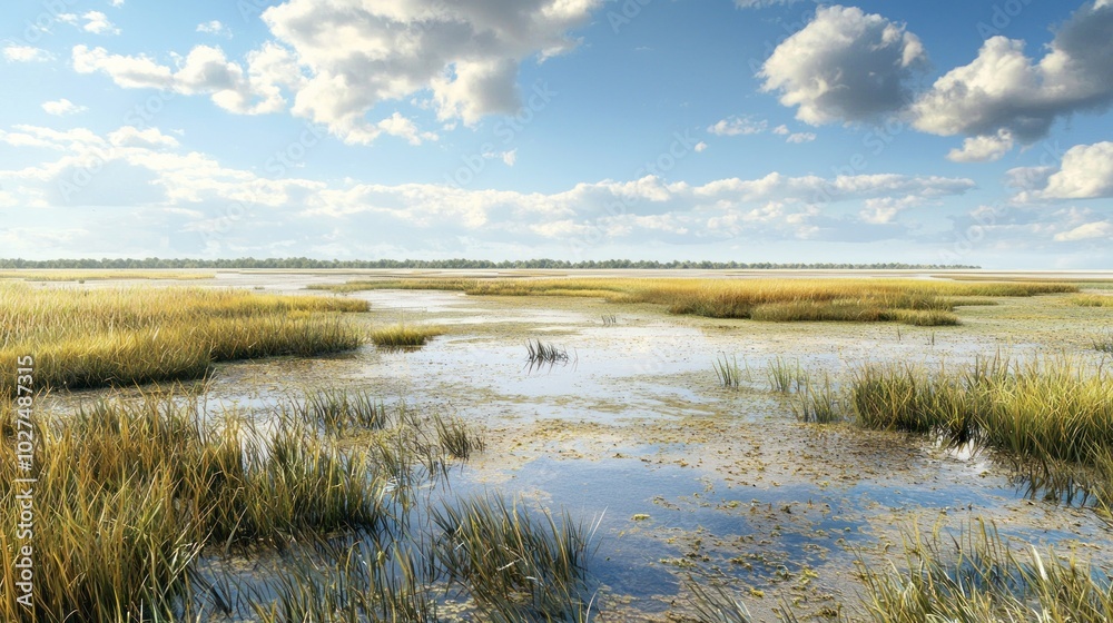 brackish wetlands, illustrating the transition between land and sea brackish wetlands, illustrating the transition between land and sea