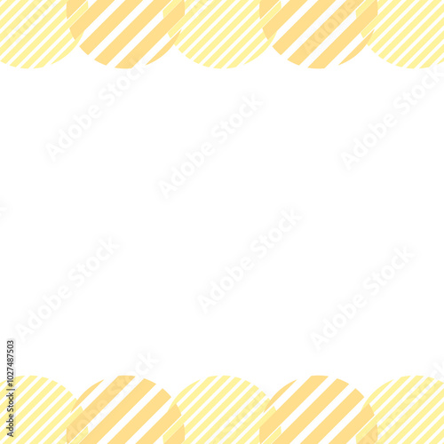 正方形の背景　ストライプ柄の丸　枠　黄色