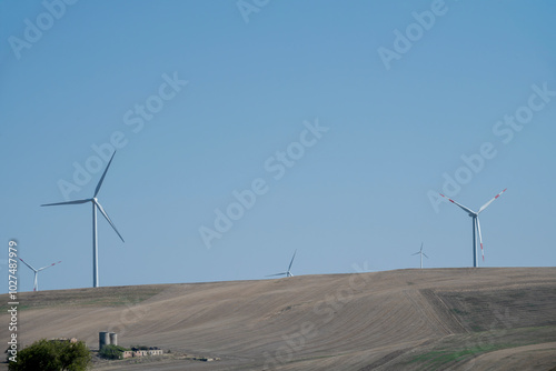 Onshore wind farm in the Puglia region of Italy photo