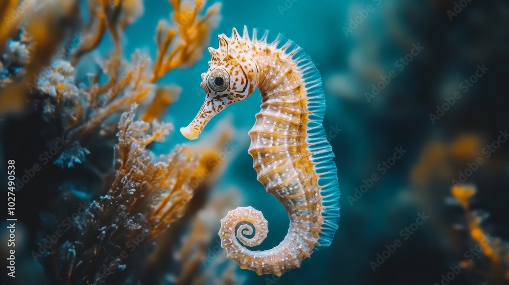 Captivating Sea Creature: Vibrant Seahorse Amidst the Underwater Wonderland Captivating Sea Creature: Vibrant Seahorse Amidst the Underwater Wonderland