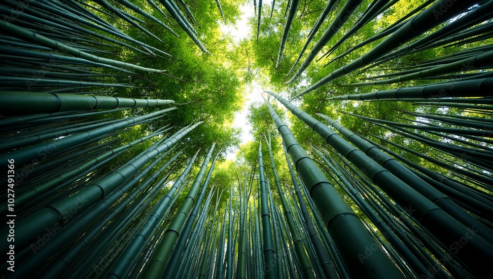 Aerial view of dense bamboo forest with intricate shadows Aerial view of dense bamboo forest with intricate shadows