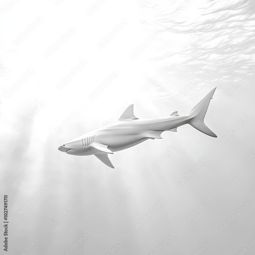 Swimming Hammerhead Shark in the Ocean Depths