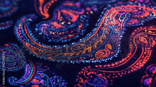 Vibrant Paisley Patterns in Neon Colors photo