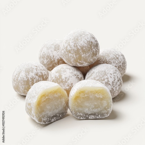 Soft Mochi Ice Cream Balls with Powdered Sugar