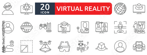 Virtual reality icon set