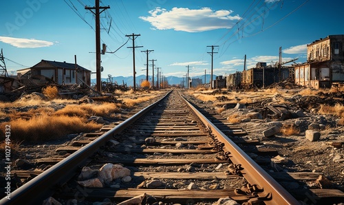 Train Track Cutting Through Wilderness photo