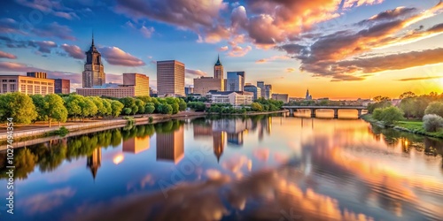 Wallpaper Mural Connecticut River flowing through Hartford at sunset with low angle view Torontodigital.ca