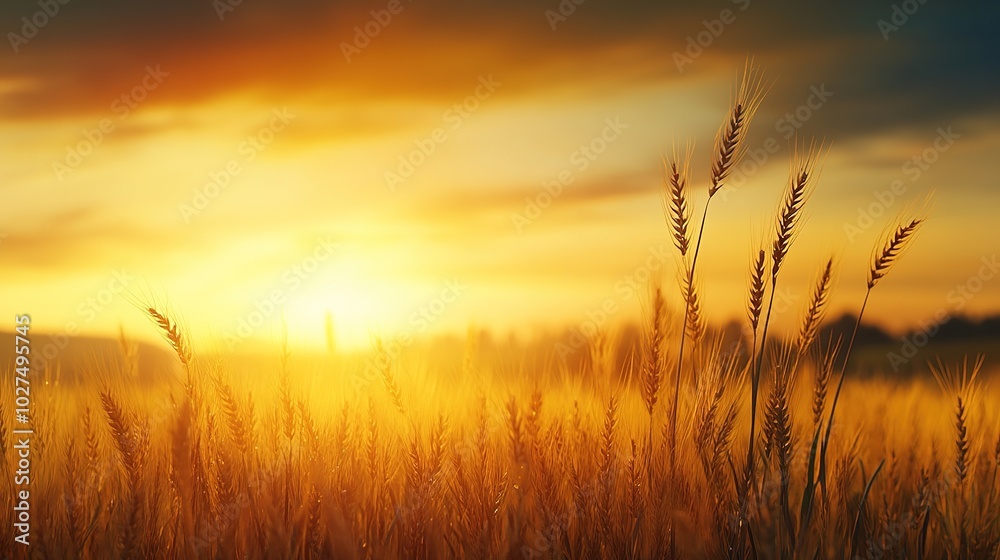 Golden Sunrise Over Wheat Field Landscape Photography Golden Sunrise Over Wheat Field Landscape Photography