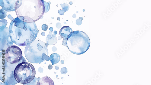 Light watercolor bubbles and splashes in shades of blue and purple, creating a soft and dreamy abstract design. Perfect for backgrounds, spa, relaxation, or water themes
