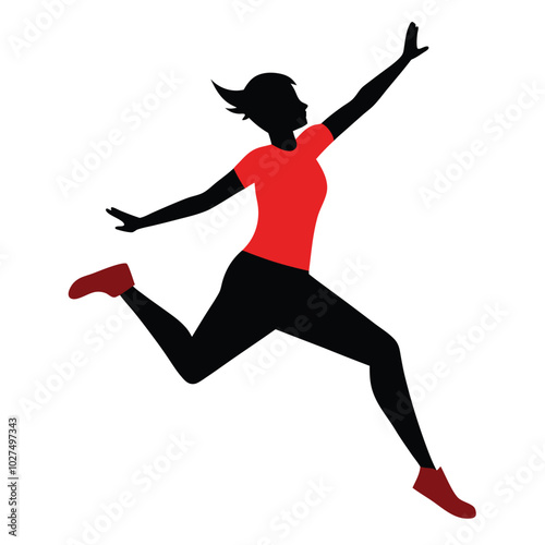 A jumping exercise silhouette vector