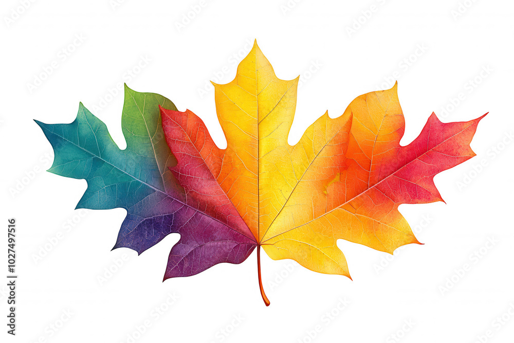 Stylized Maple Leaf in Vibrant Autumn Colors Stylized Maple Leaf in Vibrant Autumn Colors