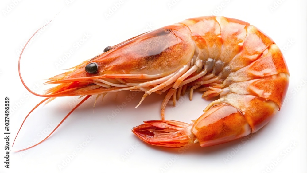 Cooked shrimp with shell isolated on white background Cooked shrimp with shell isolated on white background