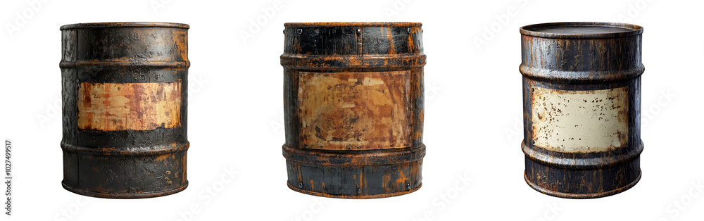 Fototapeta premium Isolated Vintage Barrels on Transparent Background