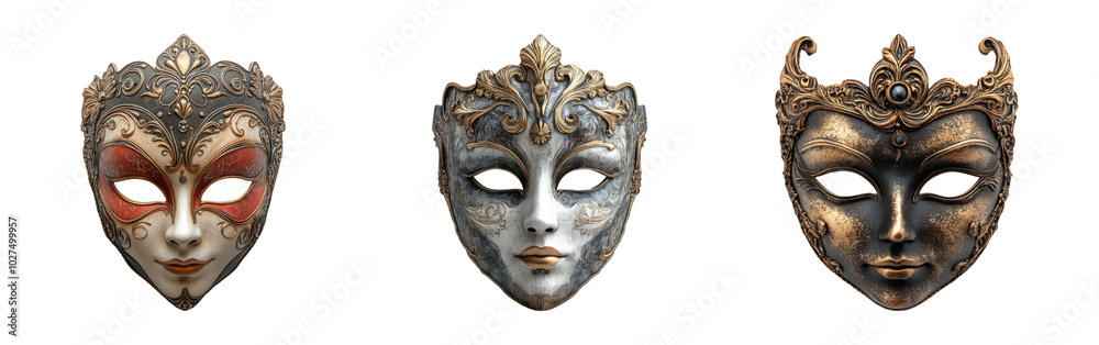 Elegant Decorative Masks on Transparent Background Elegant Decorative Masks on Transparent Background
