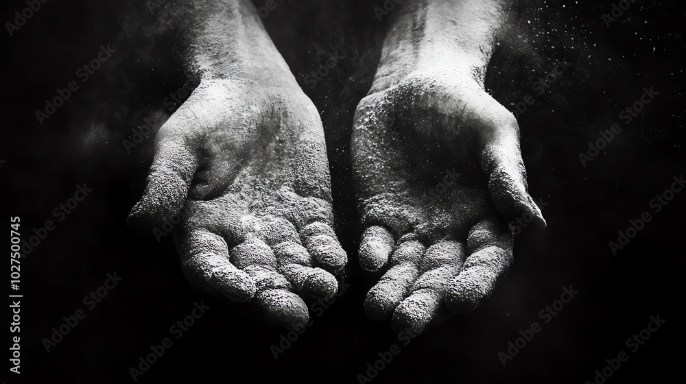 The composition of the photo draws attention to the hands, symbolizing action and dedication. The composition of the photo draws attention to the hands, symbolizing action and dedication.