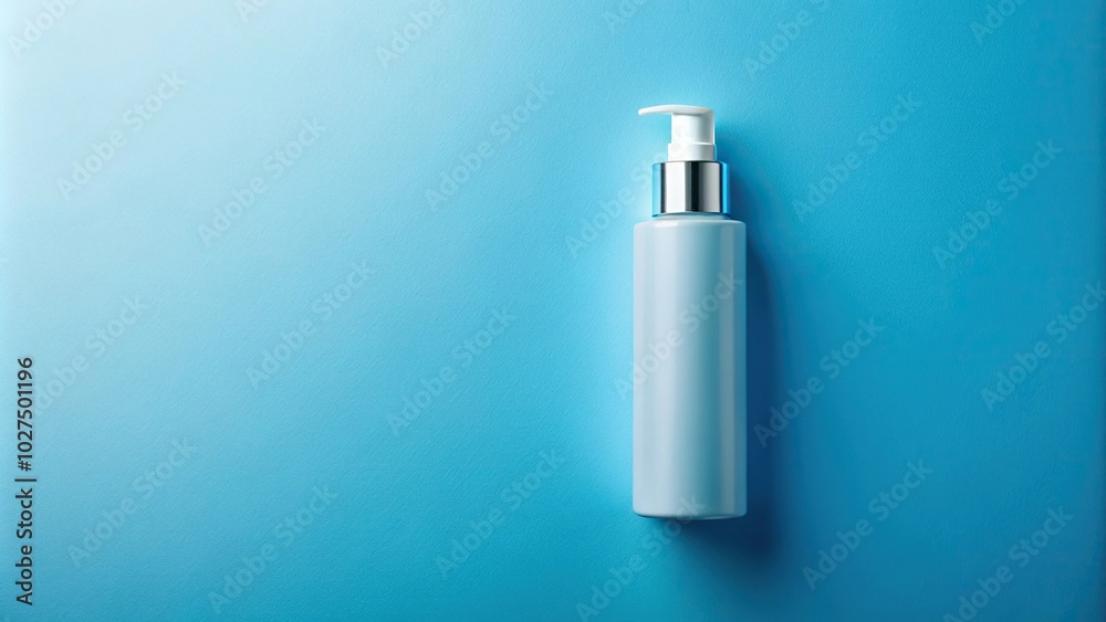 cosmetics bottle mockup with blue background bird eye view cosmetics bottle mockup with blue background bird eye view