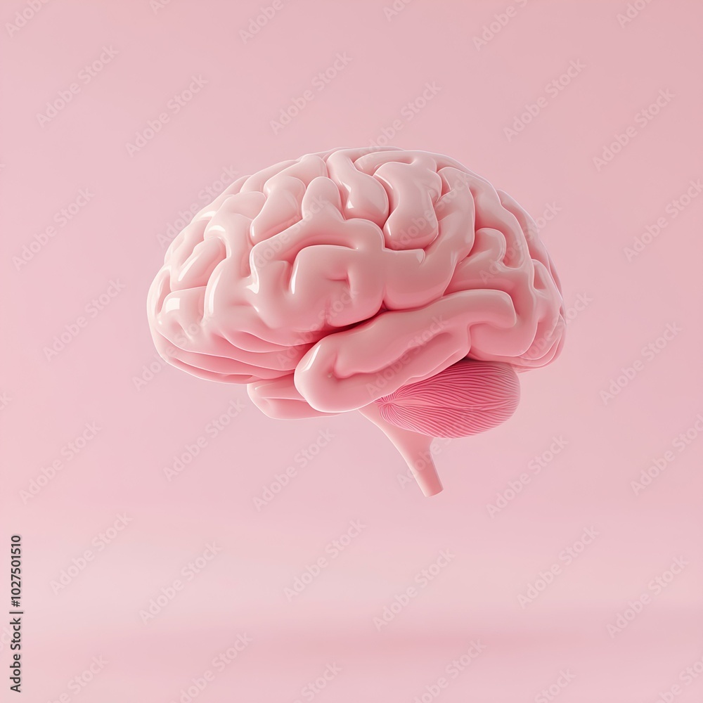3D Illustration of Human Brain – Conceptual Medical Visualization in Pink 3D Illustration of Human Brain – Conceptual Medical Visualization in Pink