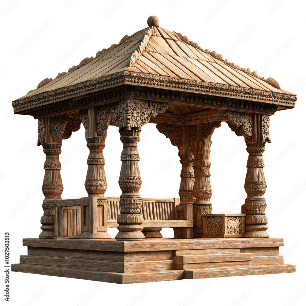 Fototapeta premium Traditional Indian Chhap Pavilion Model with Intricate Carvings and Decorative Details