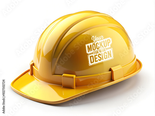 Yellow Construction Helmet Mockup  Clean and Minimal Design