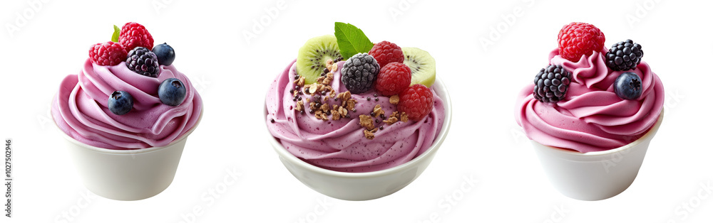 Creamy Berry Swirl Treats on Transparent Background Creamy Berry Swirl Treats on Transparent Background