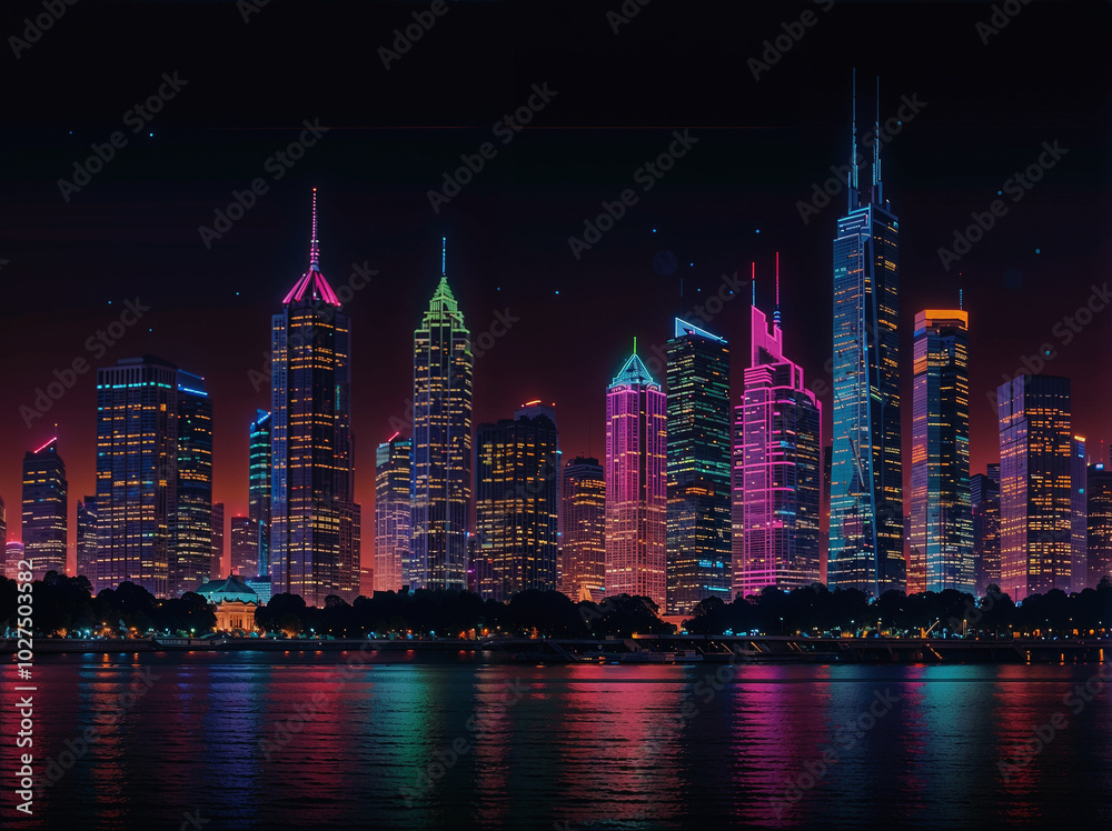 Obraz premium city skyline at night