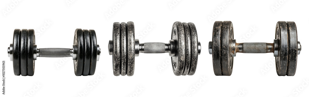 Fototapeta premium Isolated Dumbbells on Transparent Background