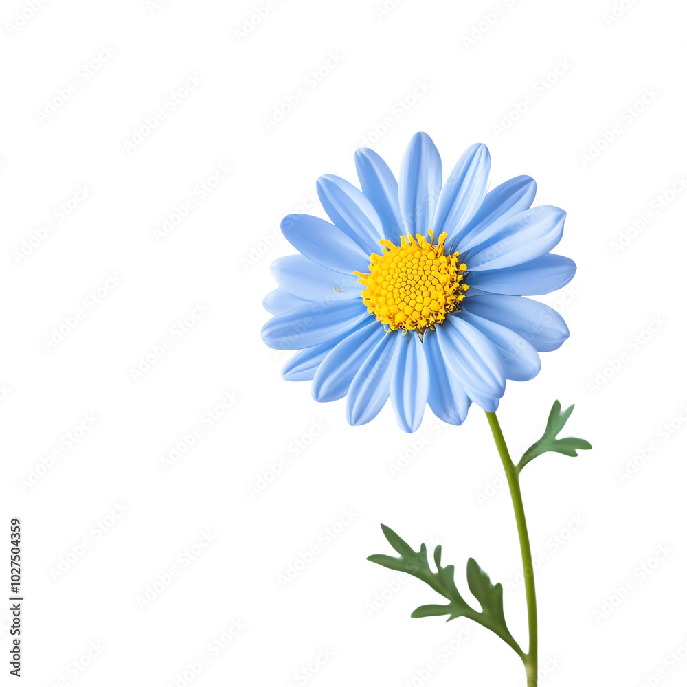 Blue daisy flower with yellow center, white isolate background. Blue daisy flower with yellow center, white isolate background.
