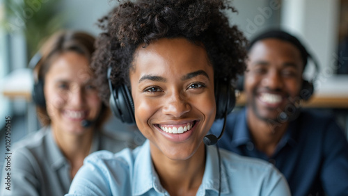 Happy diverse telemarketing team in call center: Customer service, IT support, and collaboration for business success