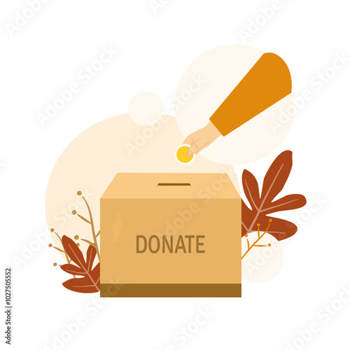 charity illustration with donation box