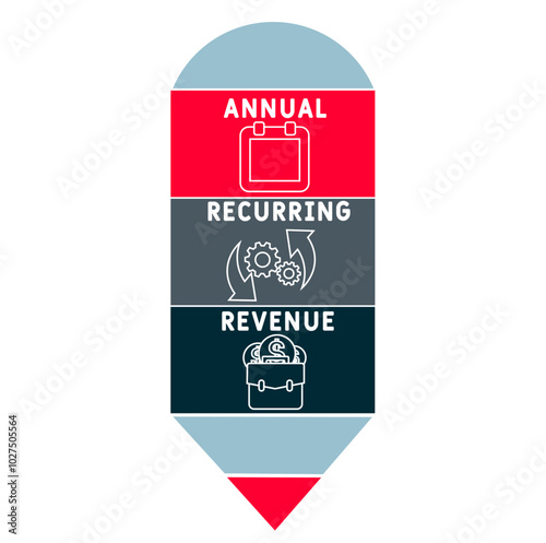 ARR - annual recurring revenue acronym. business concept background. vector illustration concept with keywords and icons. lettering illustration with icons for web banner, flyer, landing pag