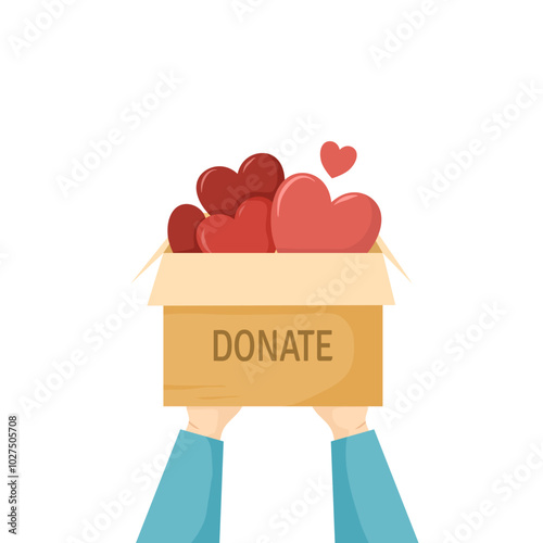 charity illustration with donation box