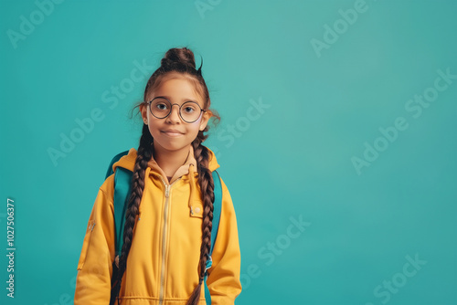 modern young india kid isolated color background