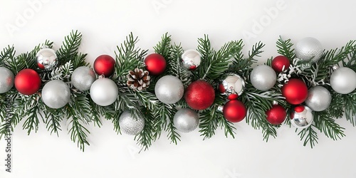 Festive Holiday Decorations with Red and Silver Ornaments