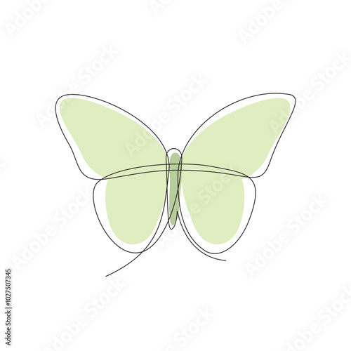 butterfly continuous line color design. poem element continuous line illustration. vector lineart. monoline asset.
