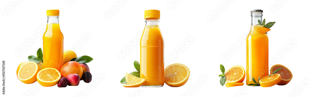 Fresh Orange Juice with Fruits on Transparent Background Fresh Orange Juice with Fruits on Transparent Background