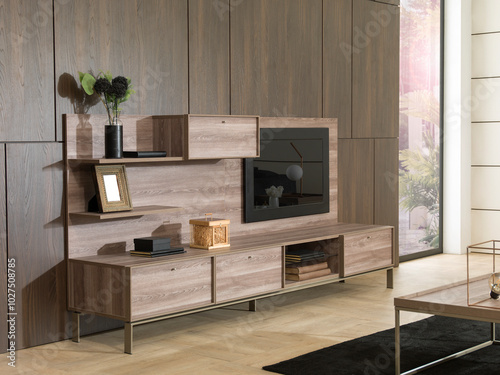 modern living room interior design and television unit