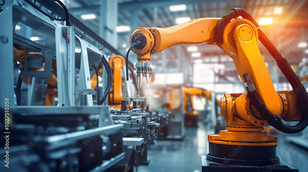 Robotic Arm in High-Tech Industrial Setting Robotic Arm in High-Tech Industrial Setting