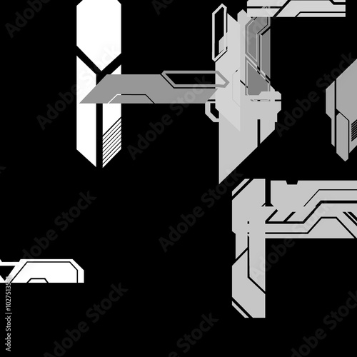 Abstract sci-fi cyberpunk texture background displacement map grayscale 4k png geometry patterns dots Circuit