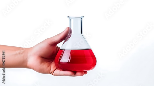 Wallpaper Mural Scientist hand holding flask with chemistry liquid isolated Torontodigital.ca
