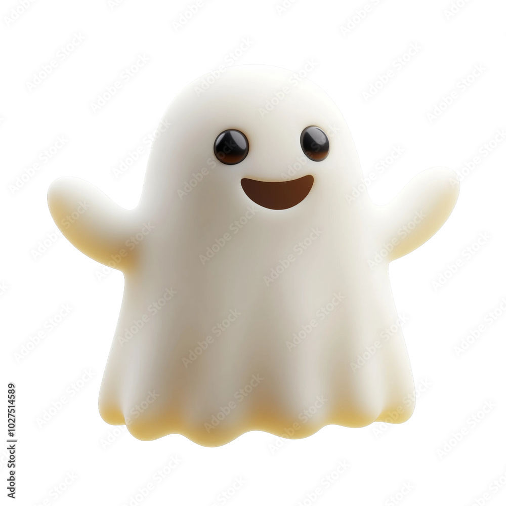 Halloween 3D cute ghost illustration. Isolated on transparent background. Ghost character icon with face, smile. Design element Halloween 3D cute ghost illustration. Isolated on transparent background. Ghost character icon with face, smile. Design element