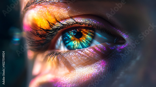 An Enchanting Vision of a Surreal Eye with Ethereal Patterns and a Dazzling Range of Colors