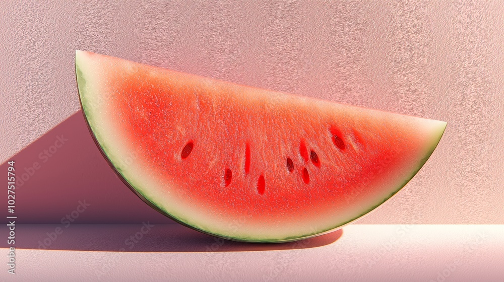 Freshly Cut Watermelon Slice on Pink Background Freshly Cut Watermelon Slice on Pink Background