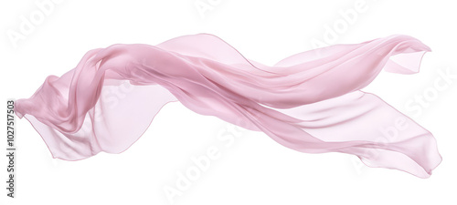 Translucent flying pink fabric levitates isolated on transparent background, PNG. Clipart template  photo