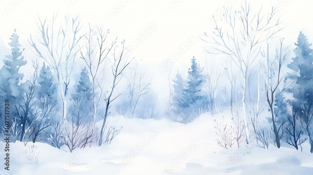 Winter landscape with frosty trees and snow-covered ground, serene and peaceful scene. Winter landscape with frosty trees and snow-covered ground, serene and peaceful scene.