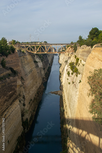  Corinth canal bridge over the river