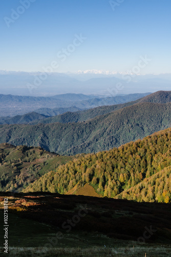 landscape with mountains and blue sky