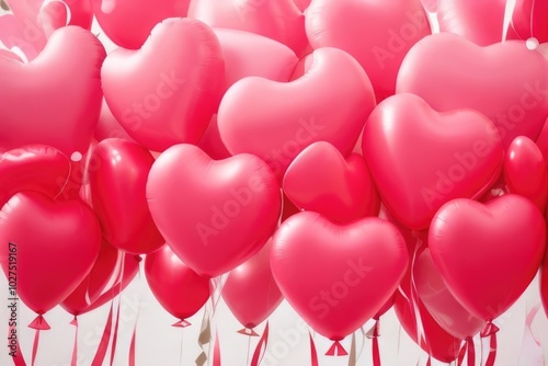 Heart shape balloons over a white background