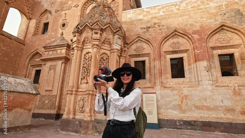 Taking Video With A Camera In A Historical Place
Historical Building,Photographer tourist visits Ishak Pasha Palace in Ağrı, admiring its stunning architecture.
